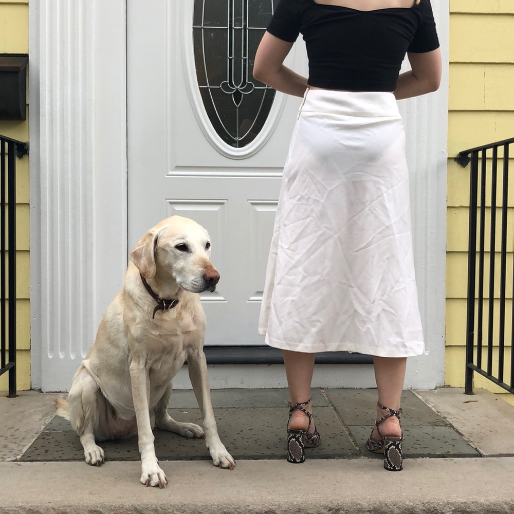 Talbots 4P winter white lined wool A line midi - Picture 3 of 6